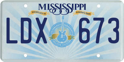 MS license plate LDX673