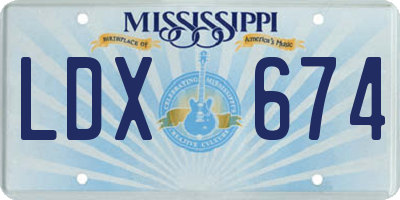 MS license plate LDX674