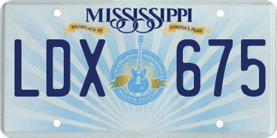 MS license plate LDX675