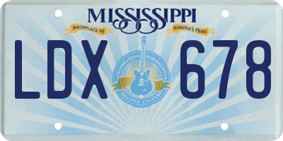 MS license plate LDX678
