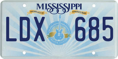 MS license plate LDX685