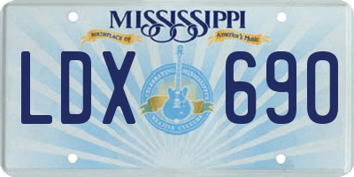 MS license plate LDX690