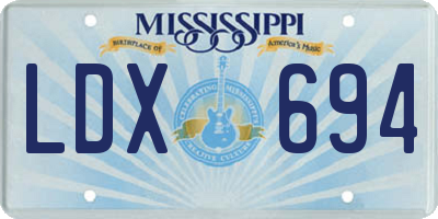 MS license plate LDX694