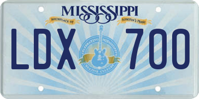 MS license plate LDX700
