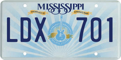 MS license plate LDX701
