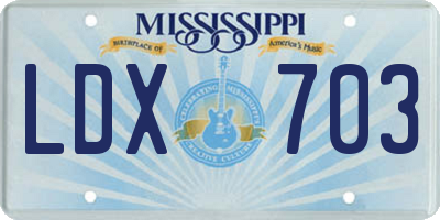 MS license plate LDX703