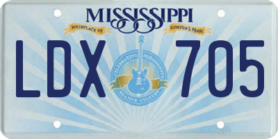 MS license plate LDX705