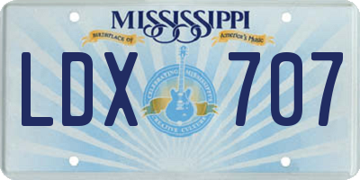 MS license plate LDX707