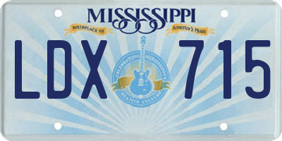 MS license plate LDX715