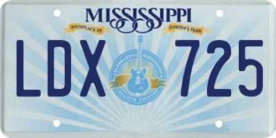 MS license plate LDX725
