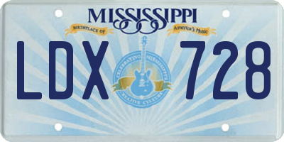MS license plate LDX728