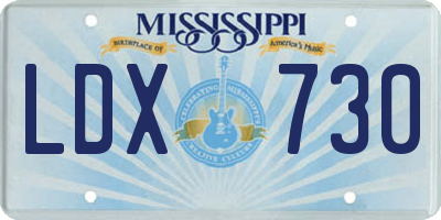 MS license plate LDX730