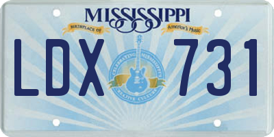 MS license plate LDX731