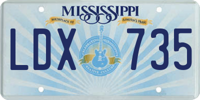 MS license plate LDX735