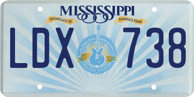 MS license plate LDX738