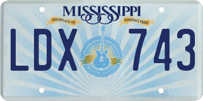 MS license plate LDX743