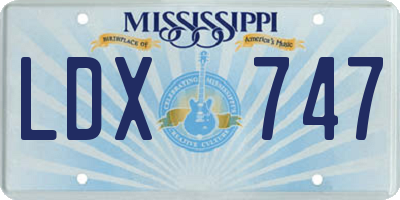 MS license plate LDX747