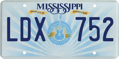 MS license plate LDX752