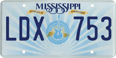 MS license plate LDX753