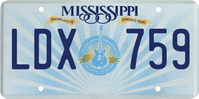 MS license plate LDX759