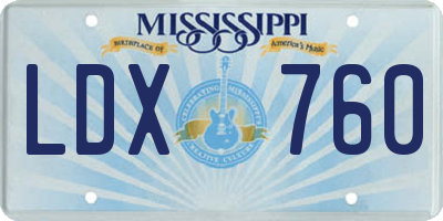 MS license plate LDX760