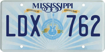 MS license plate LDX762