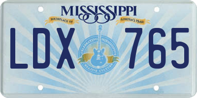 MS license plate LDX765