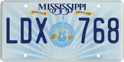 MS license plate LDX768