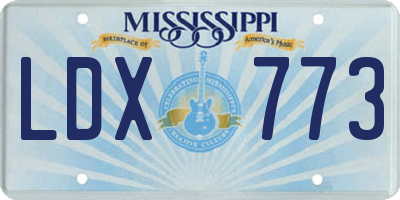 MS license plate LDX773