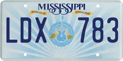 MS license plate LDX783
