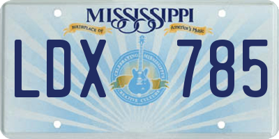 MS license plate LDX785