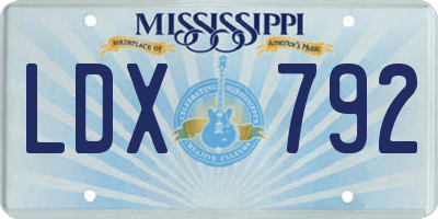 MS license plate LDX792