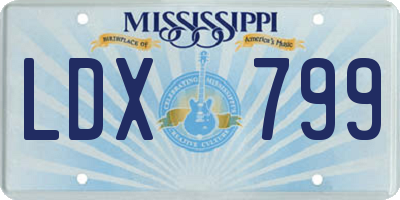 MS license plate LDX799
