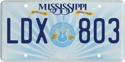 MS license plate LDX803