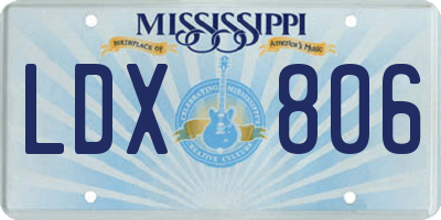 MS license plate LDX806