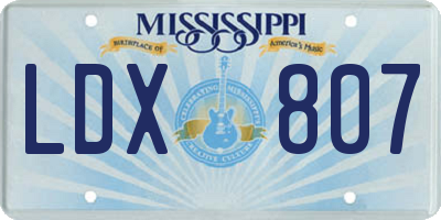 MS license plate LDX807
