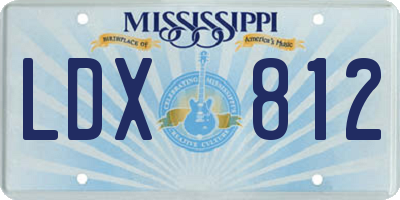 MS license plate LDX812