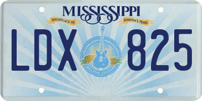 MS license plate LDX825