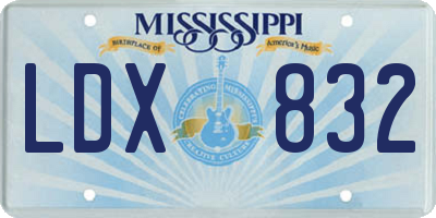 MS license plate LDX832