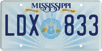 MS license plate LDX833
