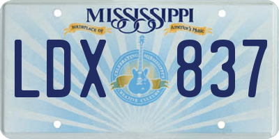 MS license plate LDX837