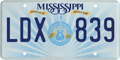 MS license plate LDX839