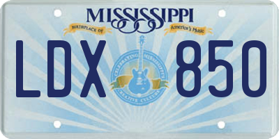 MS license plate LDX850