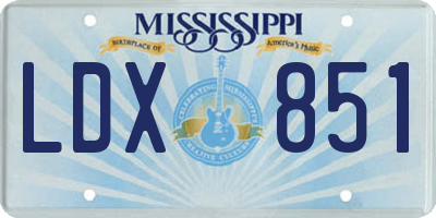 MS license plate LDX851