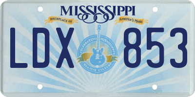 MS license plate LDX853