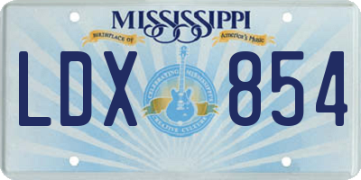 MS license plate LDX854