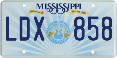 MS license plate LDX858