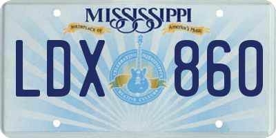 MS license plate LDX860