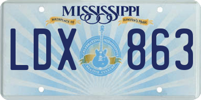 MS license plate LDX863
