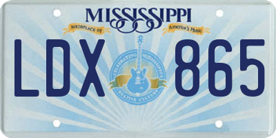 MS license plate LDX865